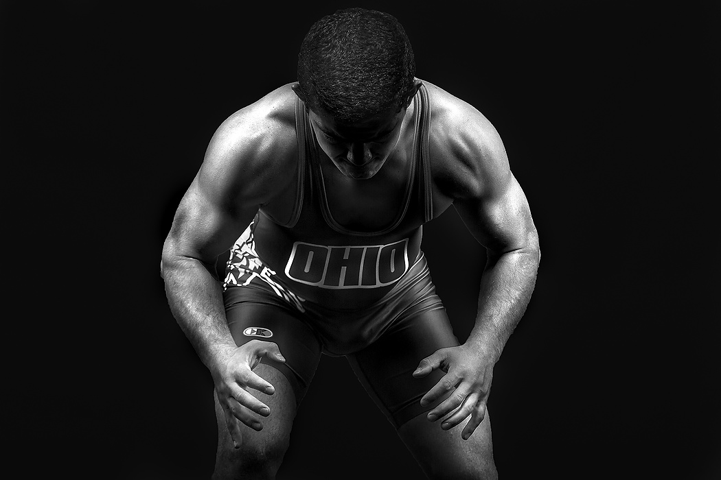 First Place, Student Photographer of the Year - Logan Riely / Ohio UniversityOhio University junior wrestler Spartacus Chino poses for a portrait in the studio. 