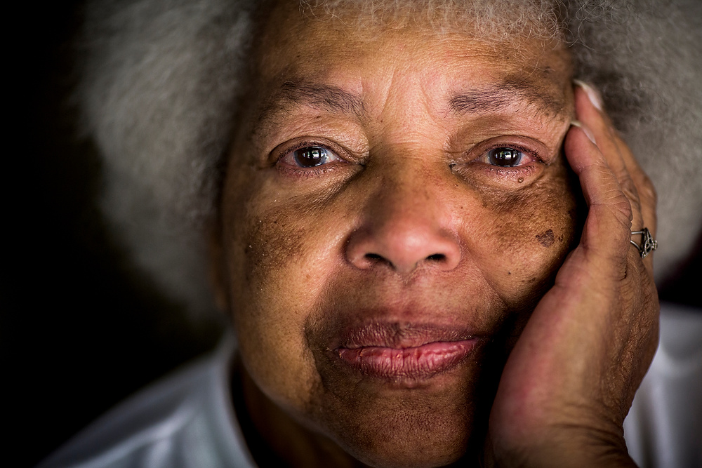 Second Place, Portrait Personality - Meg Vogel / The Cincinnati EnquirerMargaret Daniels, 75, poses for a portrait at the first annual Mothers Against Gun Violence cookout at Burnet Woods Park. Her grandson, Marcus Daniels, was shot ten times and killed outside her home. His killer has not been caught. "They don't understand what they took from me,'' said Daniels. She has been attending homicide monthly support meetings hosted by the victims advocates office in the Cincinnati Police Department. 