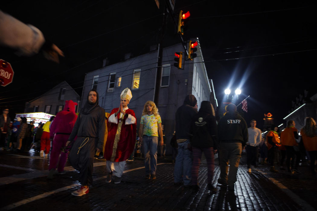 Second Place, Larry Fullerton Photojournalism Scholarship - Madeleine Hordinski / Ohio UniversityPeople crowd the streets at the Halloween block party on Court Street in Athens, on October 27, 2018.