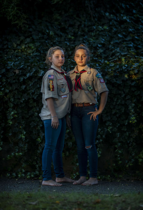 First Place, Portrait Personality - Carolyn Rogers / Ohio University, "Scouts"Nine-year-old twins, Adele and Mavery McCombs, of Marietta, were the first girls to join Cub Scout Pack 207 after Boy Scouts of America announced that girls were allowed to join. “In 10 years this isn’t going to matter to anyone,” their mom, Jamie McCombs said, “It’s just going to be scouting.” 