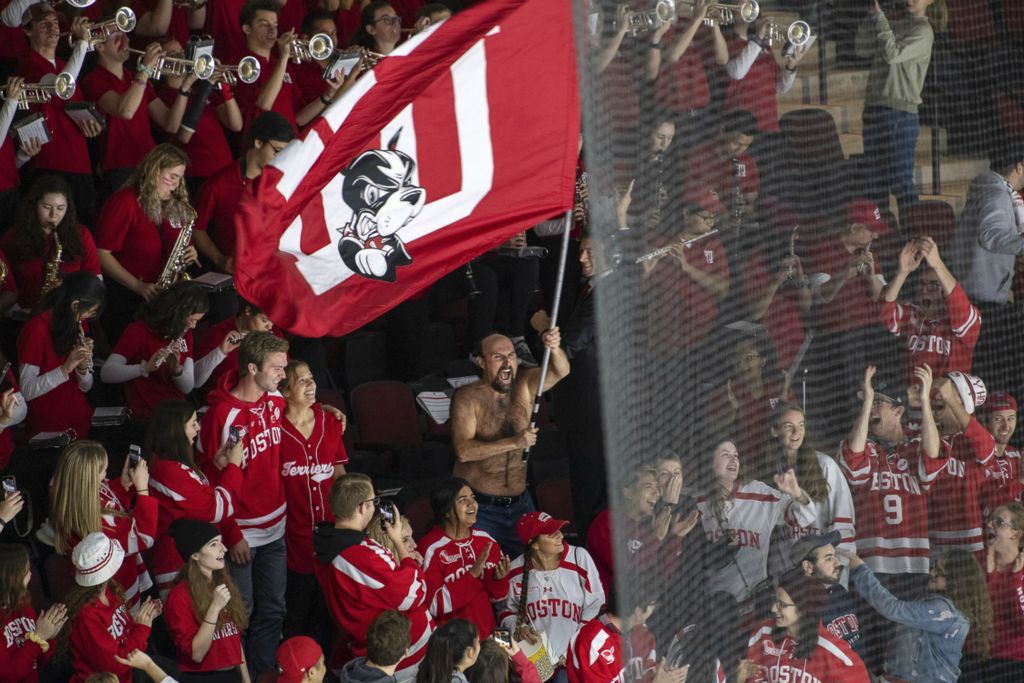 First Place, Chuck Scott Student Photographer of the Year - Gaelen Morse / Ohio UniversityBoston University fan legend, Sasquatch, raises the Terrier flag during the men’s hockey game against Northern Michigan after seeing BU give up their 4-1 third period lead on Oct. 28, 2019. Sasquatch, also known as Brian Zivea, is a BU alum who has been attending games for over 20 years. Known as Sasquatch for his signifiant amount of body hair, Zivea often makes an appearance to the tune of Black Sabbath’s “Ironman” when the Terriers are are in need of enthusiasm in Agganis Arena in Boston, Mass. The game would go on to result in a tie.