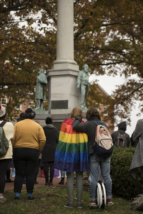 Second Place, Larry Fullerton Photojournalism Scholarship - Alexandria Skowronski / Ohio UniversityA crowd gathers at the #WontBeErased rally lead by the OU LGBTQ Center on College Green at Ohio University on November 2, 2018. 