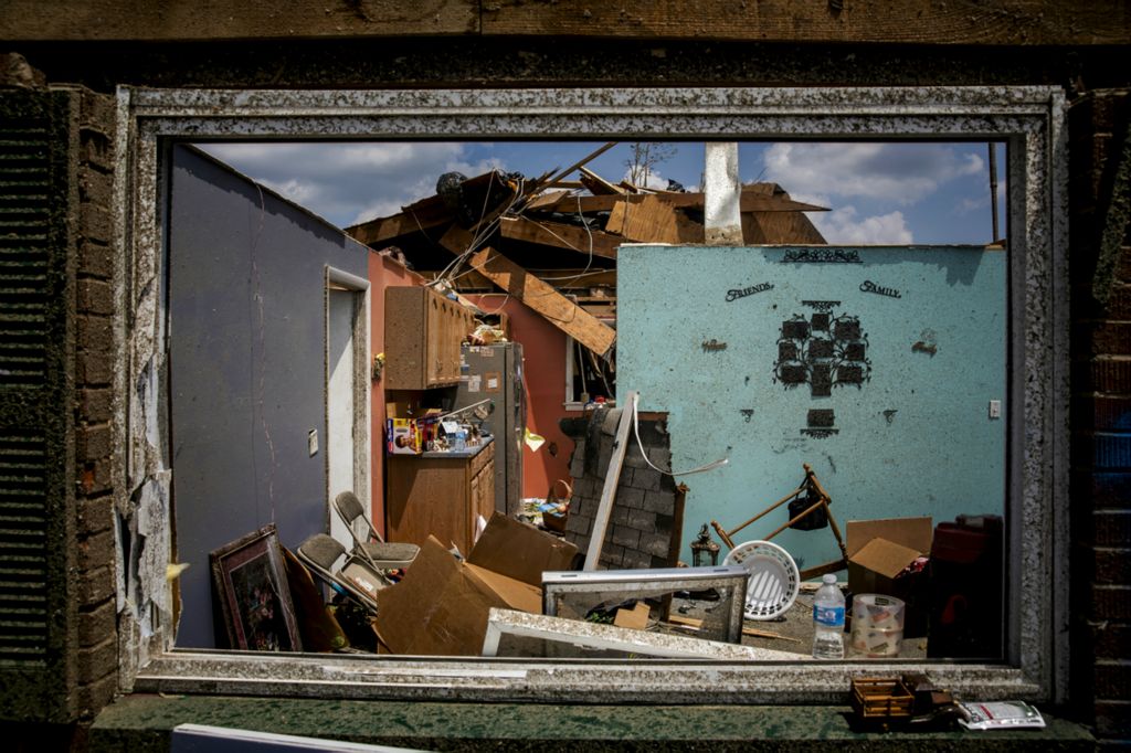 Third Place, News Picture Story - Meg Vogel / The Cincinnati Enquirer, “Brookville Tornado”Norm Trochelman's home was destroyed by tornadoes that touched down in Brookville, Ohio on Tuesday, May 28, 2019. Trochelman used the fallen roof as a shield to protect him and his son during the storm.