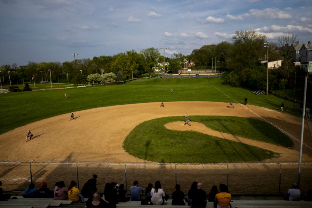 First Place, Photographer of the Year - Large Market - Meg Vogel / The Cincinnati EnquirerSt. Bernard Titans play Lockland at Ross Park in St. Bernard on Tuesday, April 23, 2019. Weeks later, the Reds Community Fund started construction at Ross Park to renovate the baseball complex, which will be renamed Frank Robinson Field. It will be the home to St. Bernard-Elmwood Place and Roger Bacon High Schools. 