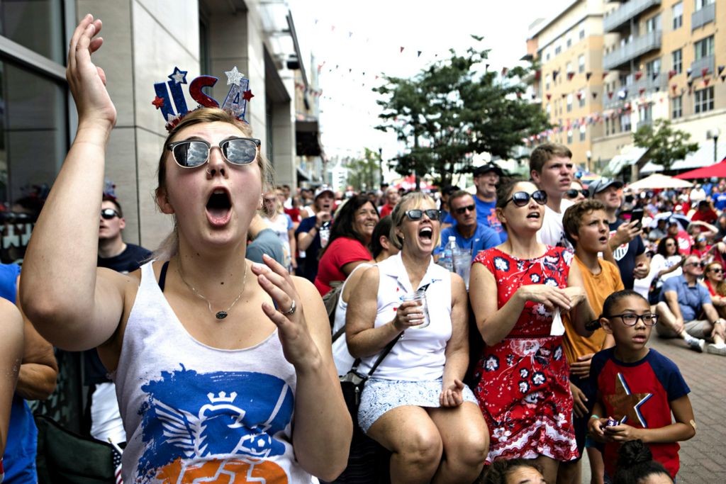 Award of Excellence, Photographer of the Year - Large Market - Albert Cesare / The Cincinnati EnquirerSydney Brock reacts to a shot on goal while watching the Women's World Cup Final between the U.S. and Netherlands at the Banks World Cup Watch Party in Downtown Cincinnati, on Sunday July 7, 2019.
