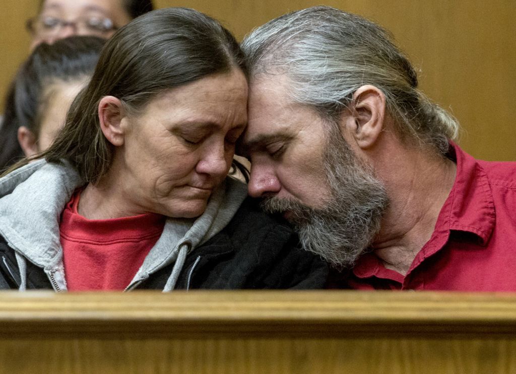 First place, Photographer of the Year - Small Market - Jessica Phelps / Newark AdvocateKathy Mossholder and her husband Rich react after Judge Branstool delivered a sentence of 20 years to Dylan Warren, 17 in March, 2019. Warren and three others entered Mossholder’s home in January of 2018 holding a gun to her head while going to the basement to rob and kill her friend David Earl Barcus in his sleep.