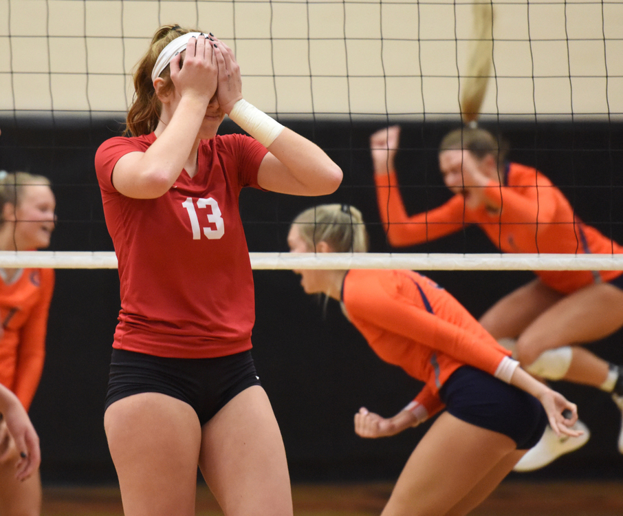 Third Place, Photographer of the Year - Small Market - Erin Caldwell / Sandusky RegisterHuron's Sophie Lee covers her face with her hands after losing to Galion in the Division III district final game on Thursday, Oct. 24, 2019, at Seneca East High School in Attica.