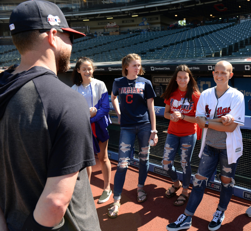 Third Place, Photographer of the Year - Small Market - Erin Caldwell / Sandusky RegisterCam, along with her family and a friend, meet with Cleveland Indians pitcher Corey Kluber before a game against the Cincinnati Reds at Progressive Field in Cleveland on June 11, 2019. Cam was selected to be one of Kluber's Kids, which is a partnership with children's patients at the Cleveland Clinic. Cam, her family and friend experienced unique parts of an Indians baseball game.