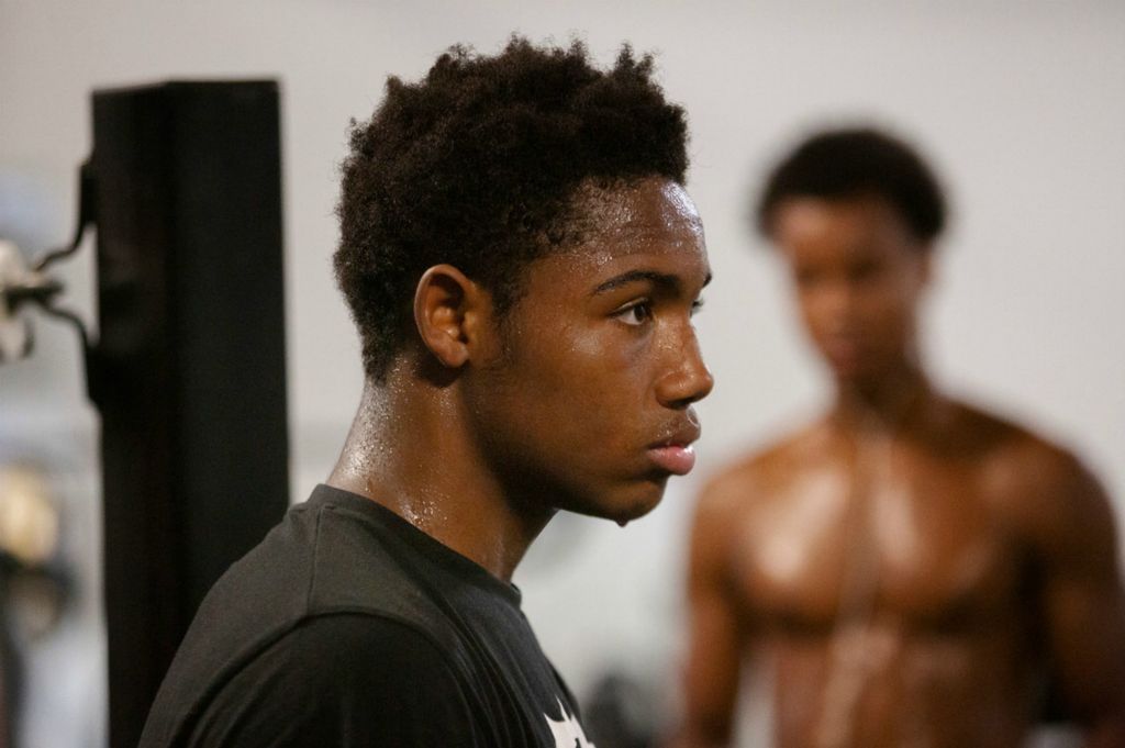 Second Place, Chuck Scott Student Photographer of the Year - Michael Blackshire / Ohio UniversityDemontaze Duncan, 18, listens to Coach Nick during practice with Joseph Hurt in downtown Louisville on October 10, 2020. 