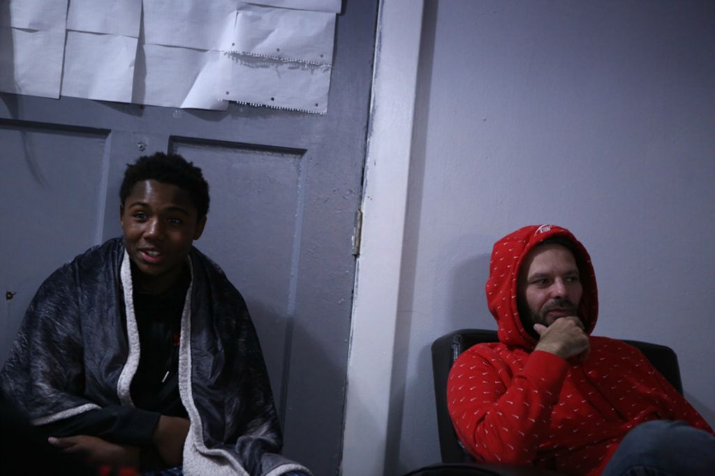 Second Place, Chuck Scott Student Photographer of the Year - Michael Blackshire / Ohio UniversityDemontaze Duncan, 18, and Coach Nicholas Bareis relax after a long of practice at home on October 17, 2020. 
