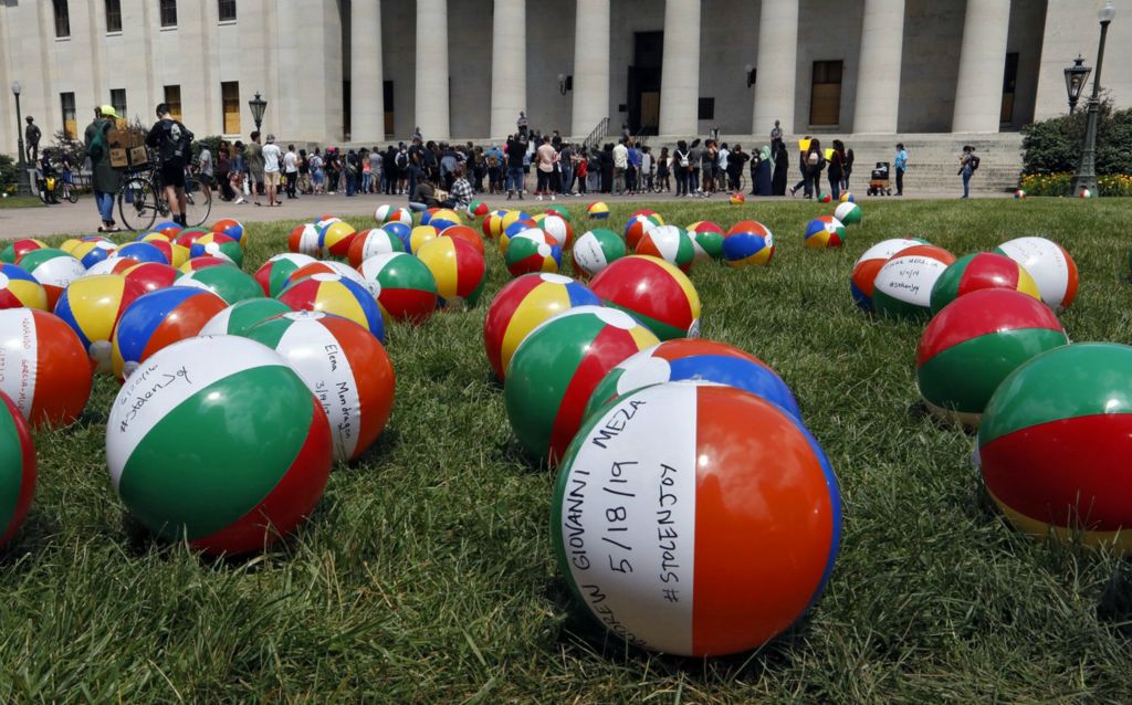 First Place, James R. Gordon Ohio Understanding Award - Eric Albrecht/Dispatch / The Columbus Dispatch, “Political Climate of Southeast Ohio”Hundreds of beach balls are placed on the Statehouse lawn June 13, 2020 as part of the #stolenjoy project, each ball represents a person under 21 who died in a interaction with police.
