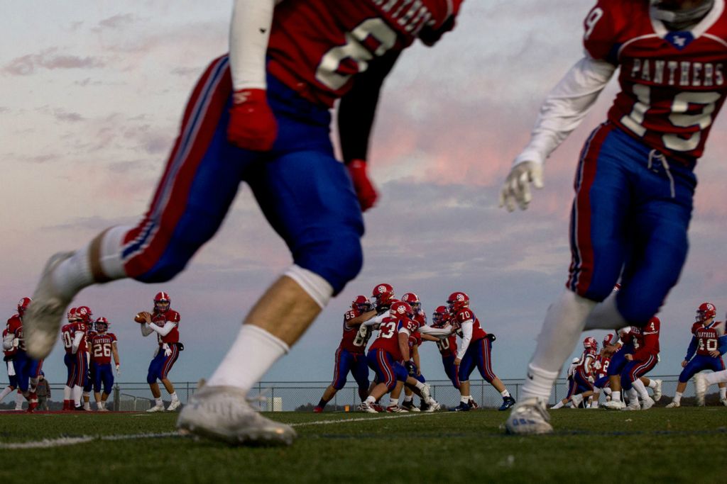 First Place, Ron Kuntz Sports Photographer of the Year - Jessica Phelps / Newark AdvocateLicking Valley warms up before their Division IV,  Region 15 semifinal against Bloom-Carroll, October 30, 2020. The Licking Valley Panthers lost 13-6 ending their hope of returning to the state championship game.