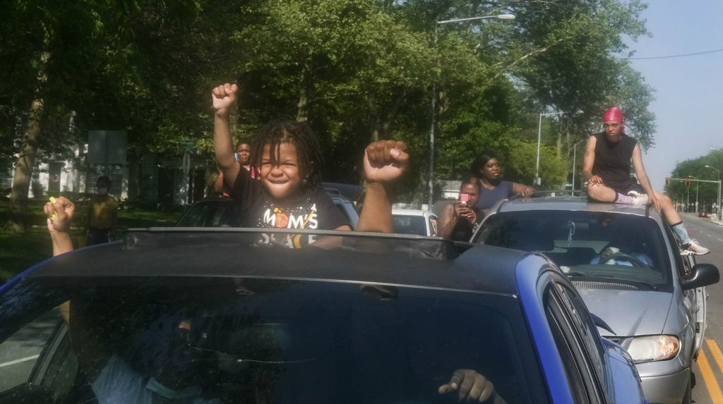 Second Place, Team Picture Story - Jeremy Wadsworth / The Blade, “Protests Erupt”People protest the death of George Floyd at the hands of a police officer in Minneapolis Tuesday, June 2, 2020, on Bancroft Street in Toledo.