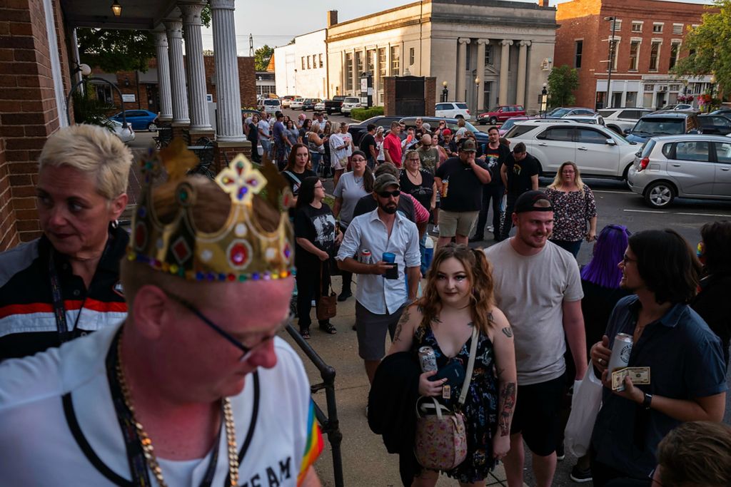 First place, Photographer of the Year - Large Market - Joshua A. Bickel / The Columbus DispatchGuests wait to enter the Elk Lodge for First Capital Pride Coalition's Drag Show. The crowd of more than 300 packed into the venue for the show, which lasted more than four hours.
