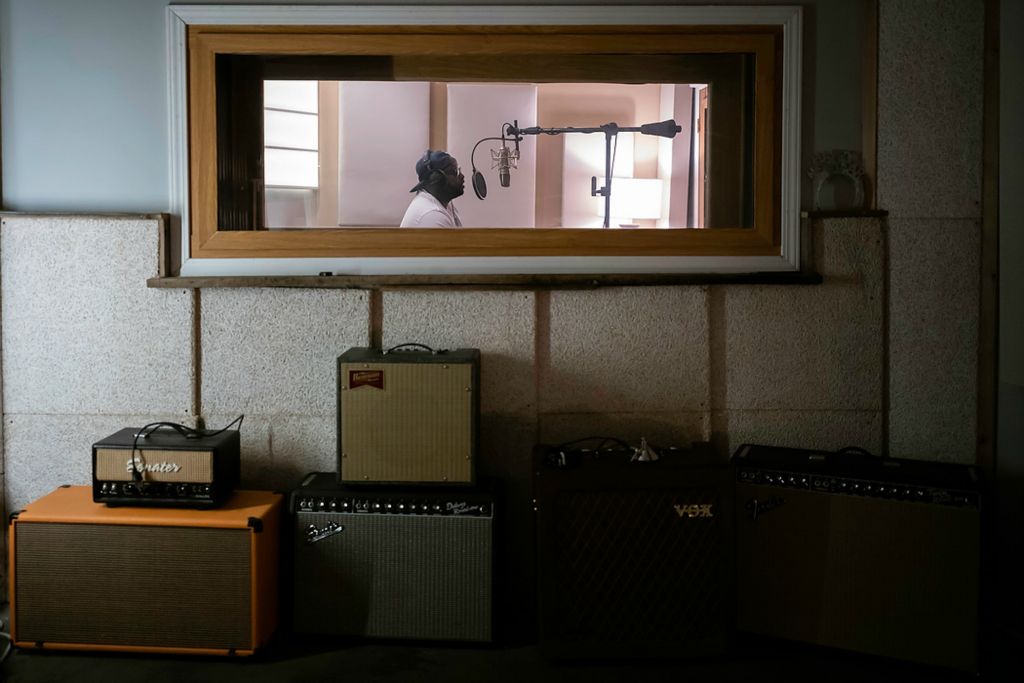 First place, Photographer of the Year - Large Market - Joshua A. Bickel / The Columbus DispatchHip-hop artist Jonah "Big Jld" Huggins records a vocal track during a recording session on July 17, 2021 at Oranjudio Recording in Columbus, Ohio. “Having confidence is the main thing,” he said of recording. “It’s more than just writing something. If you don’t have confidence and if you’re not prepared, your song’s not going to turn out great.”