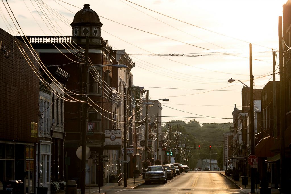 Second place, Photographer of the Year - Large Market - Meg Vogel / The Cincinnati EnquirerPower lines stretch down East Pike Street in downtown Cynthiana, Ky., on Wednesday, August 25, 2021. 