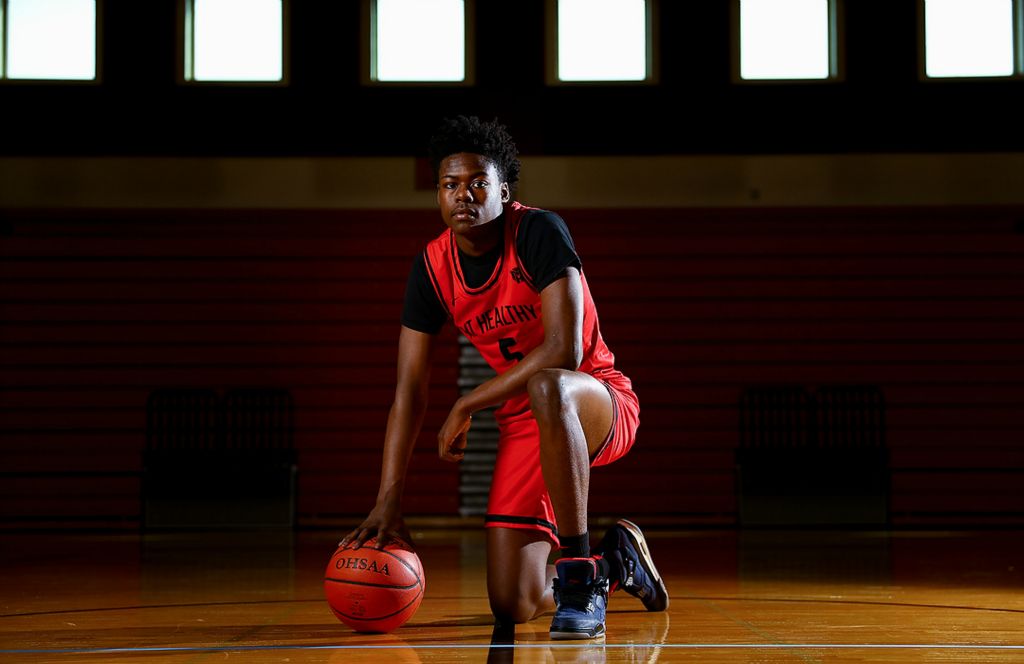 Third place, Ron Kuntz Sports Photographer of the Year - Kareem Elgazzar / The Cincinnati EnquirerMount Healthy High School senior guard Namaray McCalley, pictured March 9, 2021, at the school in Mount Healthy, Ohio