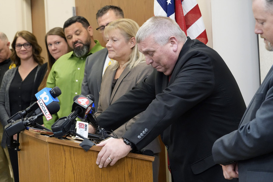 News Picture Story - First Place, “Wagner Trial”Pike County Prosecuting Investigator Rob Junk becomes emotional during a press conference at the Pike County Government Center after the verdict for George Wagner IV was issued. The trial, which lasted over two and a half months, brought national attention to the small county in Southern Ohio.   (Brooke LaValley / The Columbus Dispatch)
