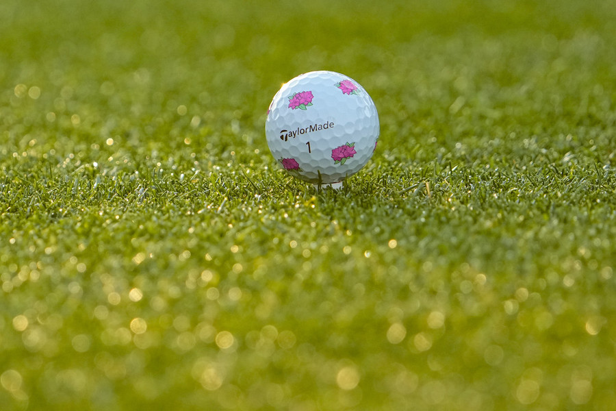 Ron Kuntz Sports Photographer of the Year - First Place An azalea-themed ball sits on a tee at the first hole during a practice round of The Masters golf tournament at Augusta National Golf Club.   (Adam Cairns / The Columbus Dispatch)