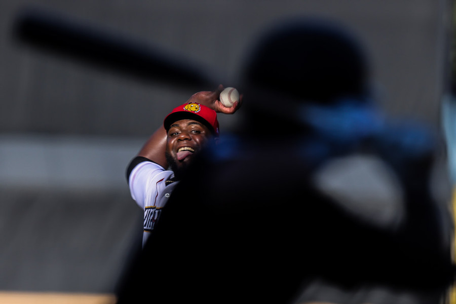 Ron Kuntz Sports Photographer of the Year - Second Place Toledo Mud Hens starter Michael Pineda tosses a fastball during an International League baseball game againstthe Scranton Wilkes-Barre at Fifth Third Field in Toledo.  (Isaac Ritchey / The Blade)
