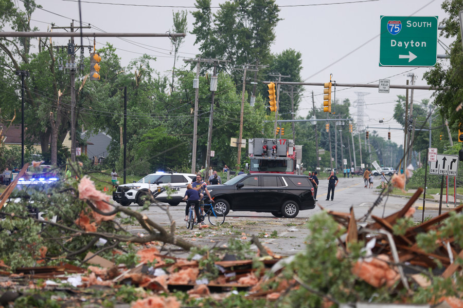 News Picture Story - 2nd, “Tornado”Trees and power lines block Suder Avenue on Thursday, June 15, 2023 in Toledo. (Jonathan Aguilar / The Blade)