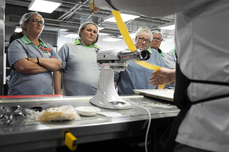 2nd - Photographer of the Year - Large Market Chef and Instructor Justin Thatcher rolls fresh pasta dough as students watch during a cooking class through Sinclair Community College at the Marysville Women’s Reformatory.  (Brooke LaValley / The Columbus Dispatch)