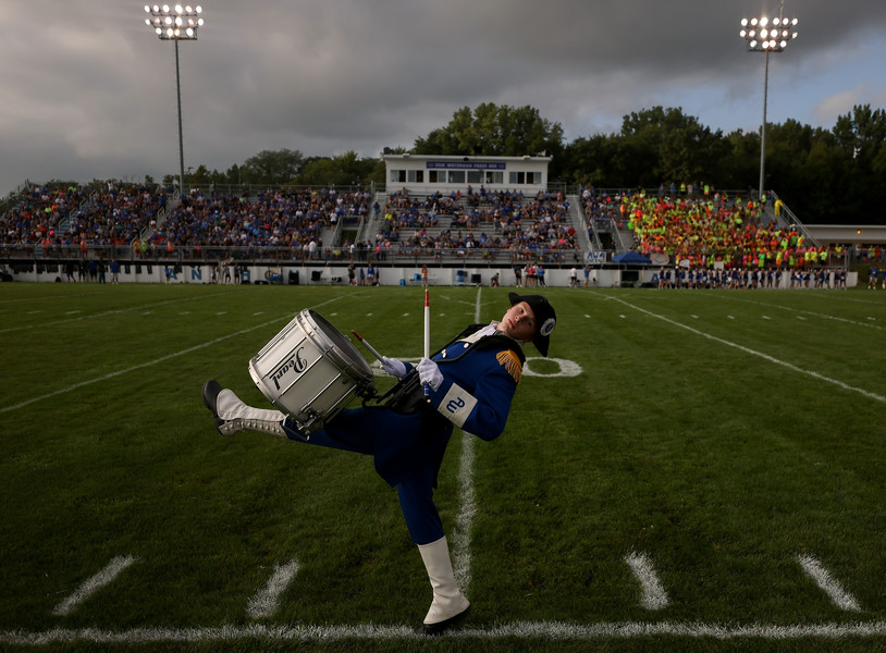 Sports Feature - 3rd, “Anthony Wayne Band”A member of the Anthony Wayne marching band marches out ahead of a high school football game between Anthony Wayne and St. John’s Jesuit at Anthony Wayne High School in Whitehouse, Ohio, on Friday, Aug. 25, 2023.  (Kurt Steiss / The Blade)