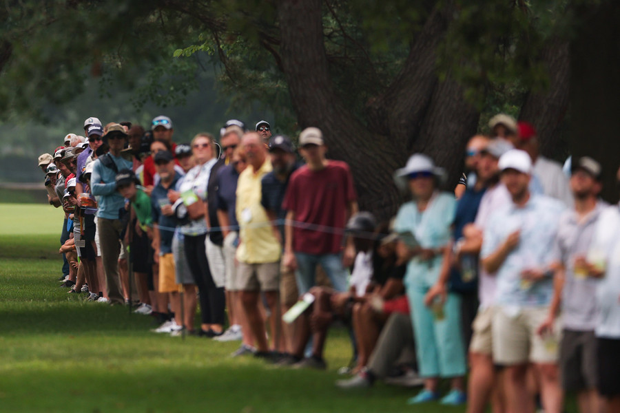 Award of Excellence - Ron Kuntz Sports Photographer of the Year The crowd leans over the ropes to watch Linn Grant’s shot land on the 4th green during the final round of the Dana Open at Highland Meadows Golf Club in Sylvania on Sunday, July 16, 2023.  (Rebecca Benson / The Blade)