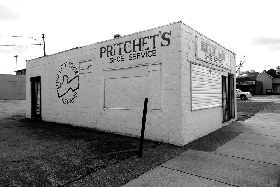 First Place, Photographer of the Year - Small Market - Bill Lackey / Springfield News-SunThe tiny Pritchet's Shoe Service building has been a landmark along North Light Street in Springfield for many years. 