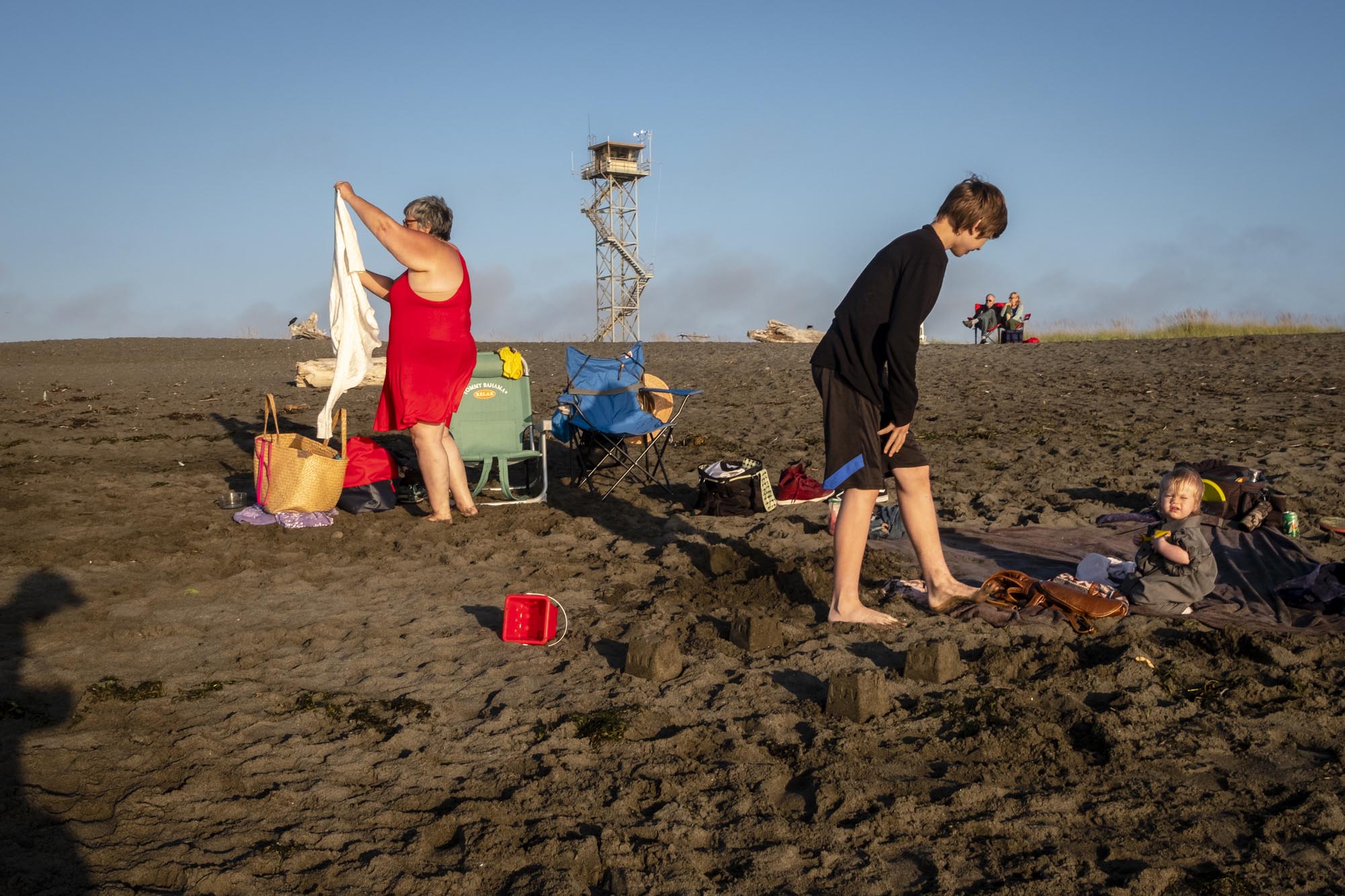 People enjoy a late summer sunset n Westport, WA. on August 8, 2018.
